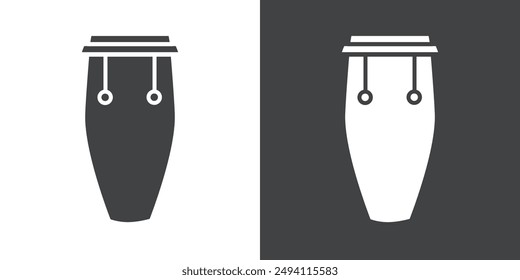 Conga drum icon Flat set in black and white color outline vector