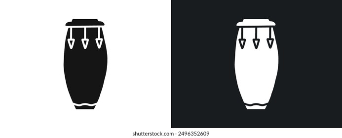 Conga drum icon linear graphics set vector in black