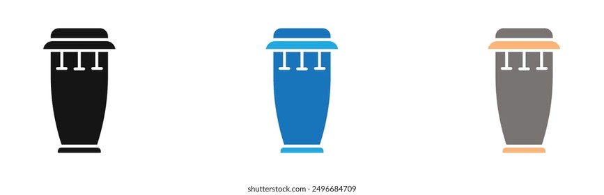 Conga drum icon outline collection or set in black and white