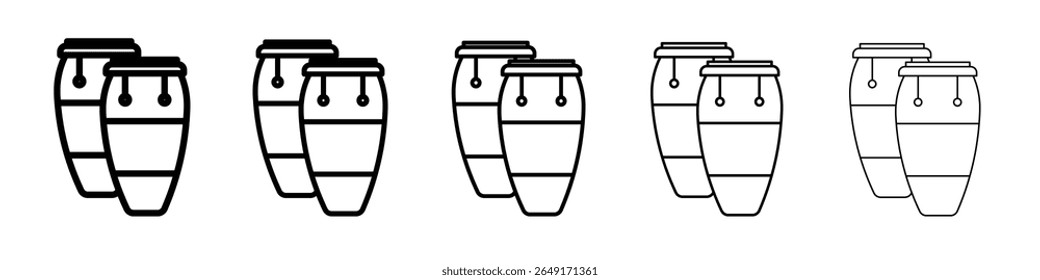 Conga drum icon thin outline logo mark set
