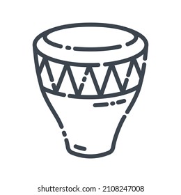 Conga Drum Line Icon. Djembe Musical Percussion Instrument Icon