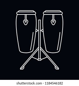 Conga drum white icon. Outline illustration of Conga drum vector icon for web and advertising isolated on black background. Element of culture and traditions