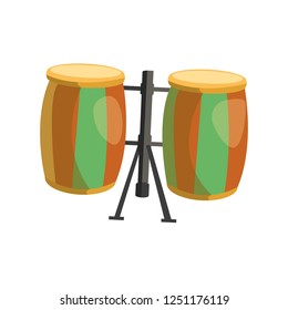 Conga drums flat icon. Cuban music, rhythm, percussion. Musical instruments concept. Vector illustration can be used for topics like ethnic music, traditional culture, leisure