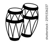 Conga drums icon in doodle style 
