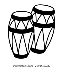 Conga drums icon in doodle style 
