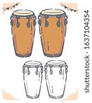 Conga drums isolated on white. Vector illustration.	