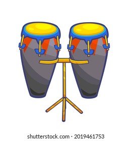 Los tambores Conga aislados en fondo blanco. Ilustración vectorial del instrumento musical