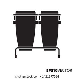 Conga drums solid black icon. Glyph symbol of percussion instrument and latin music. Musical instrument flat vector illustration.