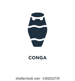 Conga icon. Black filled vector illustration. Conga symbol on white background. Can be used in web and mobile.