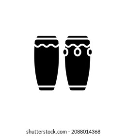 conga icon designed in solid black style and glyph style in musical instrument icon category