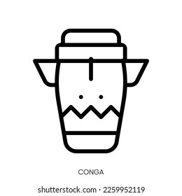 conga icon. Line Art Style Design Isolated On White Background