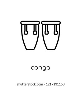 conga icon. Trendy modern flat linear vector conga icon on white background from thin line collection, outline vector illustration