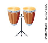 congas drums with tripod on white background vector illustration design