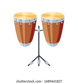 congas drums with tripod on white background vector illustration design