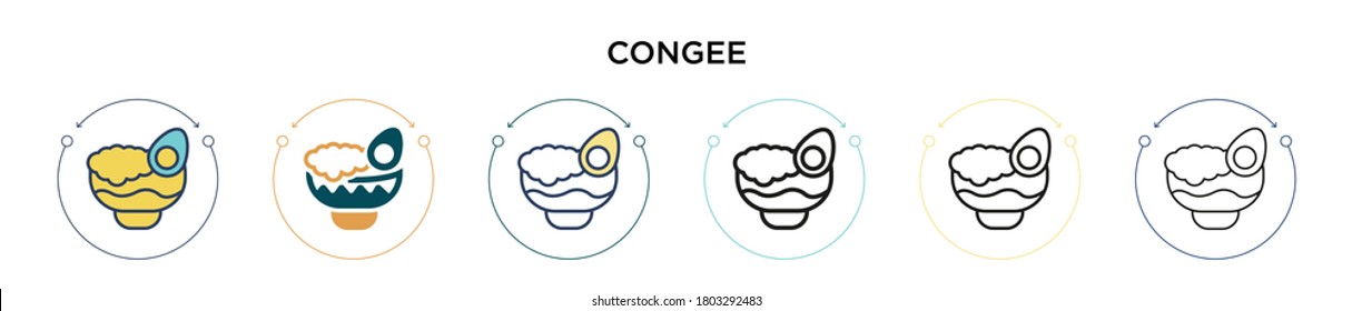Congee icon in filled, thin line, outline and stroke style. Vector illustration of two colored and black congee vector icons designs can be used for mobile, ui, web