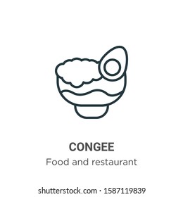 Congee outline vector icon. Thin line black congee icon, flat vector simple element illustration from editable food and restaurant concept isolated on white background