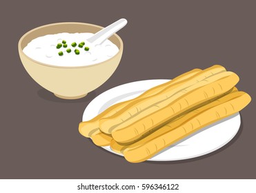 Congee and Youtiao (Chinese cruller)