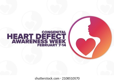 Congenital Heart Defect Awareness Week. February 7-14. Holiday concept. Template for background, banner, card, poster with text inscription. Vector EPS10 illustration
