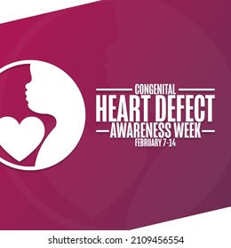 Congenital Heart Defect Awareness Week. February 7-14. Holiday concept. Template for background, banner, card, poster with text inscription. Vector EPS10 illustration