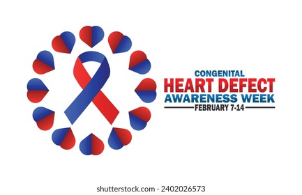 Congenital Heart Defect Awareness Week. February 7-14. Holiday concept. Template for background, banner, card, poster with text inscription. Vector illustration