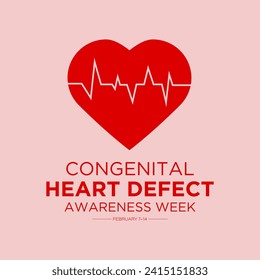 Congenital Heart Defect Awareness Week observed every year in during February 7 to 14. Health and Medical Awareness Vector template for banner, poster and background design. Vector illustration.