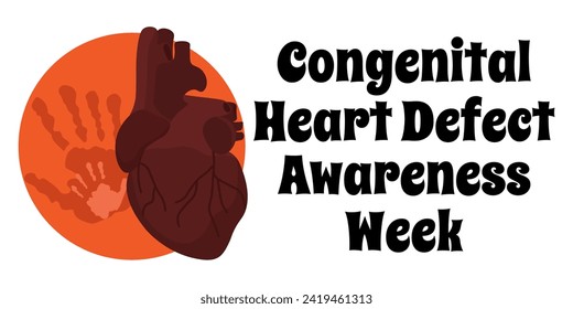 Congenital Heart Defect Awareness Week, simple horizontal banner or poster vector illustration on the topic of health