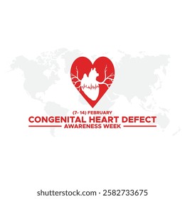 Congenital Heart Defect Awareness Week observed each year during February 7–14 .Calligraphy Poster Design. love icon .Vector illustration.