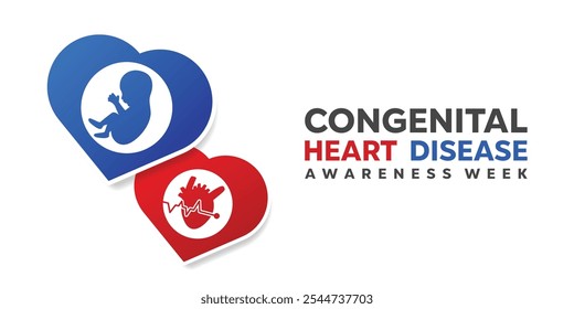 Congenital Heart Disease Awareness Week. Heart, baby and heart beat. Great for cards, banners, posters, social media and more. White background.