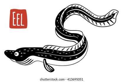 Conger Eel, vector illustration, cartoon style