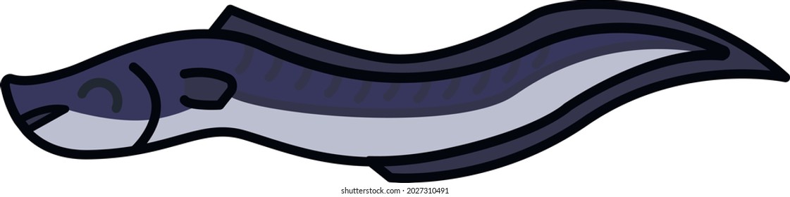 Conger Eel. Vector illustration with cute look and optimized stroke that allows the image to be used in small sizes (in packaging design, decoration, educational graphics, etc.)
