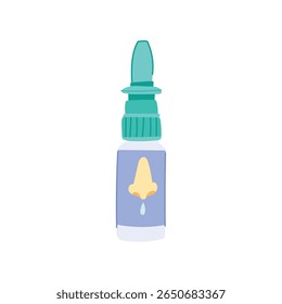 congestão nasal borrifo frasco descongestionante. alívio descongestionante, névoa enxaguar, espremer aplicador congestão nasal borrifo sinal. símbolo isolado ilustração vetor