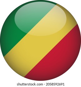 Icono de bandera de país redondeado de Congo 3D