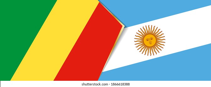 Congo and Argentina flags, two vector flags symbol of relationship or confrontation.