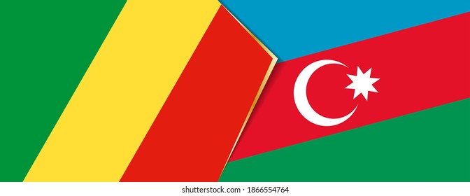 Congo and Azerbaijan flags, two vector flags symbol of relationship or confrontation.