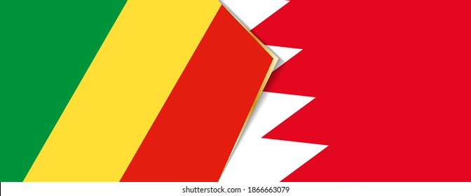 Congo and Bahrain flags, two vector flags symbol of relationship or confrontation.