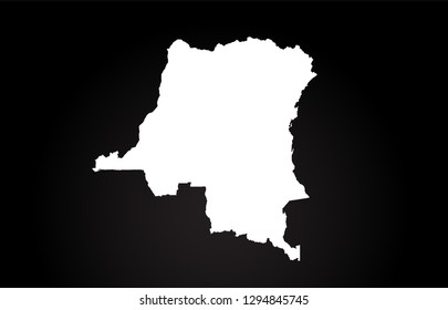 Congo black and white country border map logo design. Black background