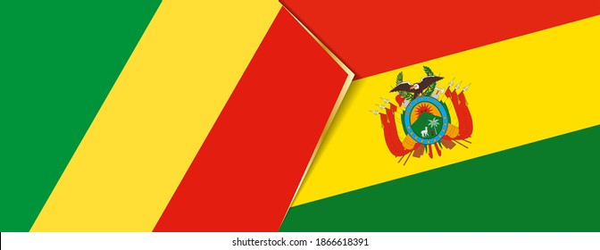 Congo and Bolivia flags, two vector flags symbol of relationship or confrontation.