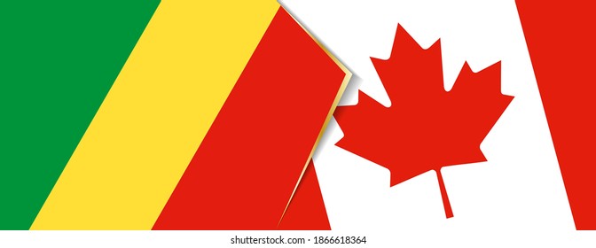 Congo and Canada flags, two vector flags symbol of relationship or confrontation.