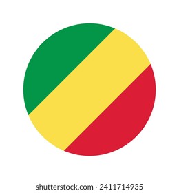 Congo circle flag. Button flag icon. Standard color. Circle icon flag. Computer illustration. Digital illustration. Vector illustration.