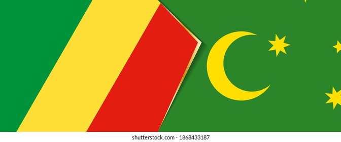 Banderas del Congo y de las Islas Cocos, dos banderas vectoriales símbolo de relación o enfrentamiento.