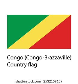 Congo Congo-Brazzaville Desenho à mão da bandeira do país ilustração desenho baseado em vetor