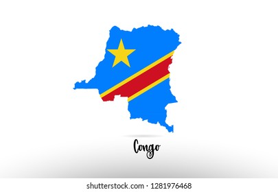 Congo country flag inside country border map design suitable for a logo icon design
