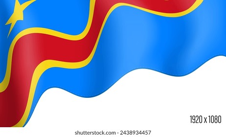 Congo country flag realistic independence day background. Congo commonwealth banner in motion waving, fluttering in wind. Festive patriotic HD format template for independence day