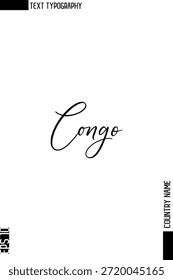 Congo -Country Nombre Diseño de Vector de texto de tipografía cursiva con estilo 