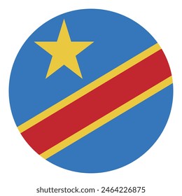 Bandera Democrática del Congo. Bandera del círculo democrático del Congo. Icono de marca. Color estándar. Bandera redonda. Ilustración de computadora. Ilustración digital Ilustración vectorial.