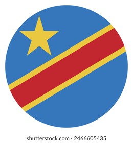 Bandera Democrática del Congo. Bandera del círculo democrático del Congo. Icono de marca. Color estándar. Bandera redonda. Ilustración de computadora. Ilustración digital Ilustración vectorial.