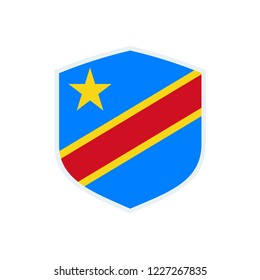 Congo Democratic Republic flag. Congo Democratic Republic shield flag.