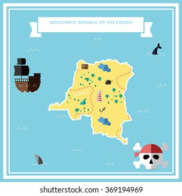 Congo, The Democratic Republic Of The flat treasure map..
