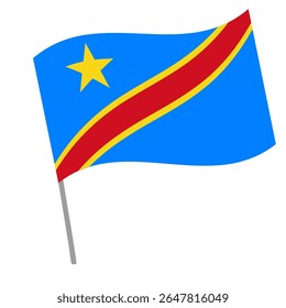 Congo República Democrática bandeira nacional vibra com mastro