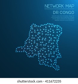 Congo, The Democratic Republic Of The network map. Abstract polygonal map design. Internet connections vector illustration.